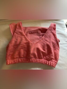wild fable Pink & Orange Striped V-Neck Crop Top